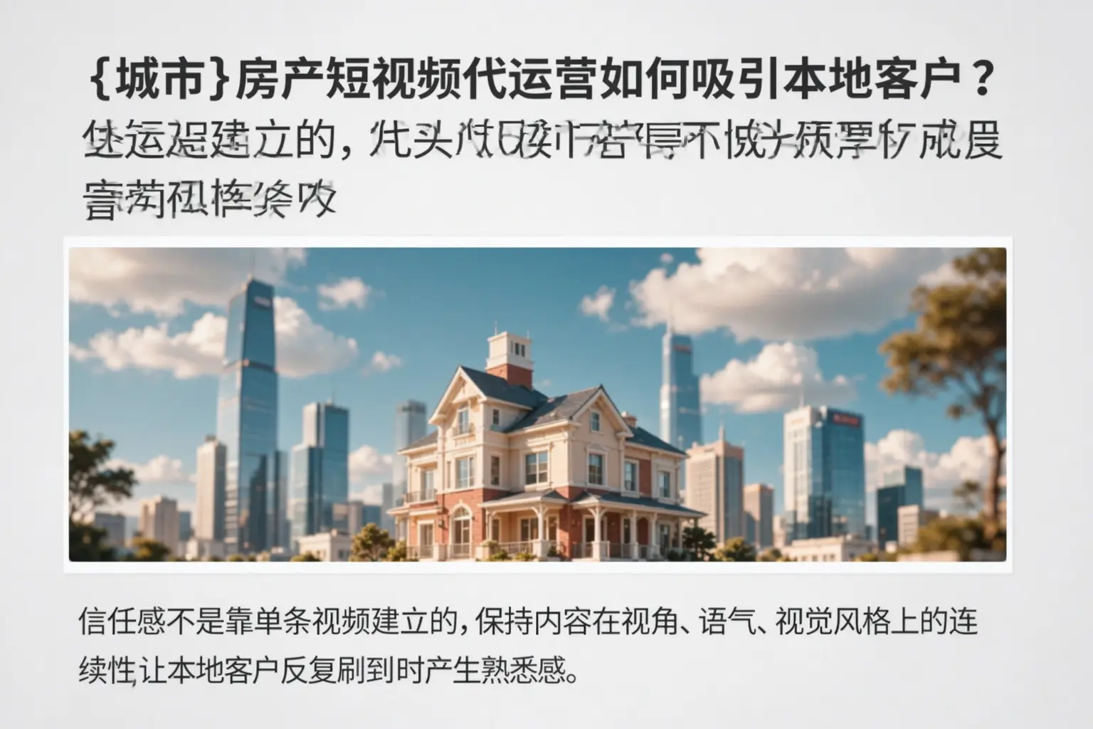 孝南房产短视频代运营如何吸引本地客户?